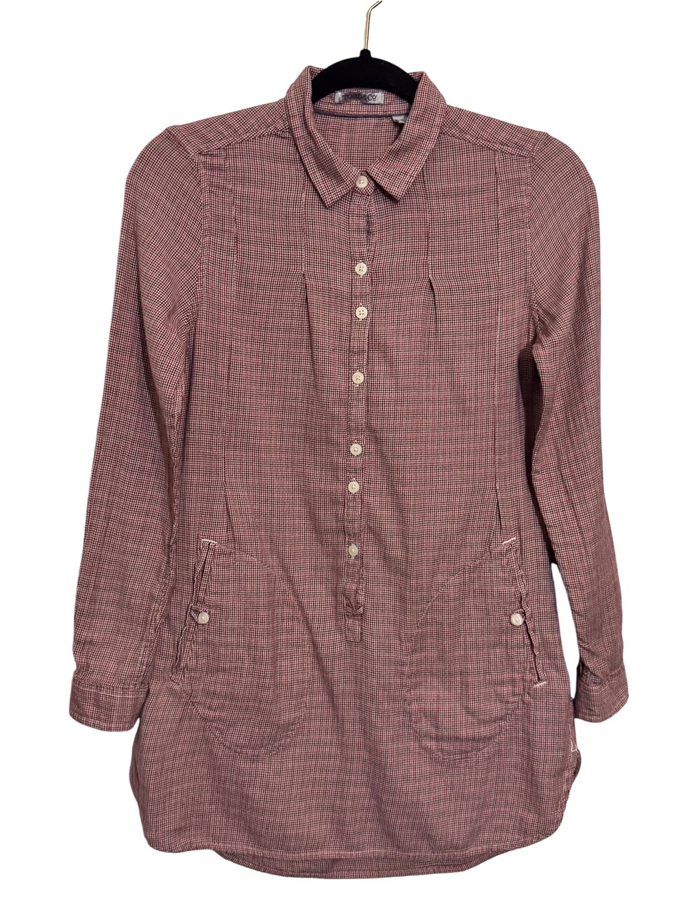 Toad & Co. Womens Size X-Small Red Plaid Tunic Top Organic Cotton Lounge Casual